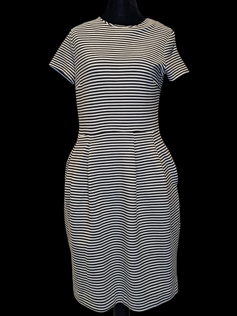 Black And White Striped Midi Dress
